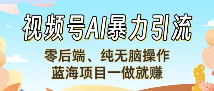 视频号AI暴力引流:零后端、纯无脑操作,蓝海项目一做就赚!